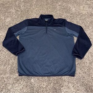 Mens Blue Colorblock Callaway Opti Dry 1/4 Zip Pullover Sweatshirt Large Golf